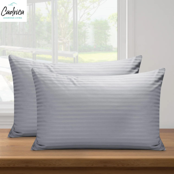 Striped Pillowcases Pair - Silver