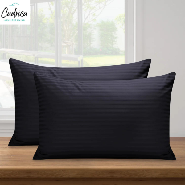 Striped Pillowcases Pair - Black