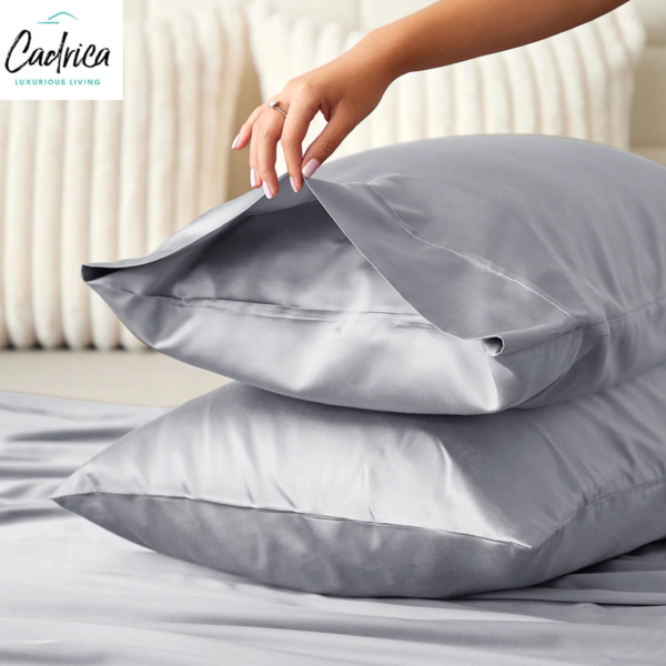 Silk Pillowcases Set- King Size - 50X75cm - Silver