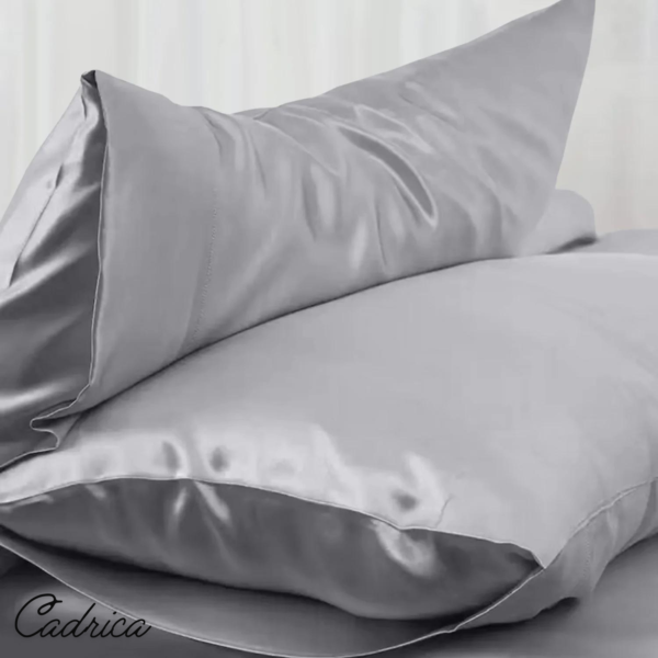 Silk Pillowcases Set- King Size - 50X75cm - Silver - Image 4