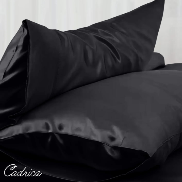 Silk Pillowcase Set- King Size - 50X75cm - Black - Image 4