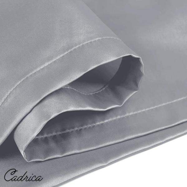 Silk Pillowcases Set- King Size - 50X75cm - Silver - Image 3