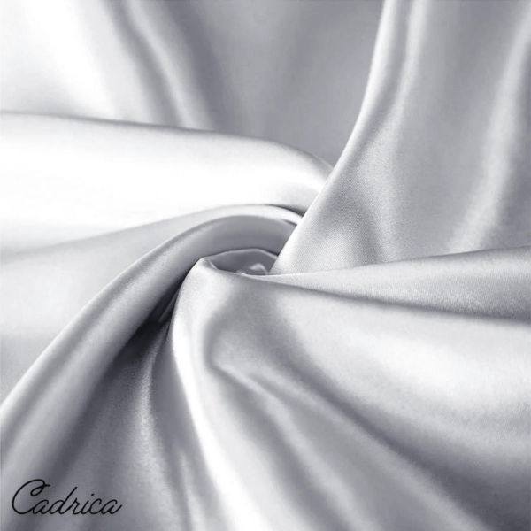 Silk Pillowcases Set- King Size - 50X75cm - Silver - Image 2